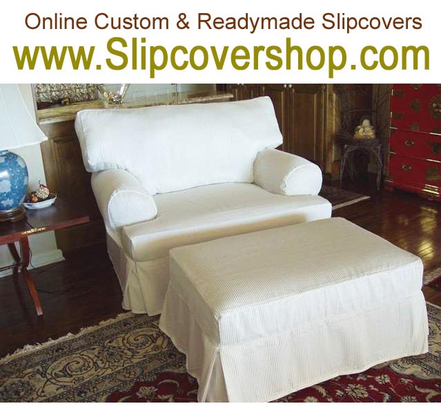 Ready made Ottoman  Chair slipcovers Stretch 2 piece T cushion