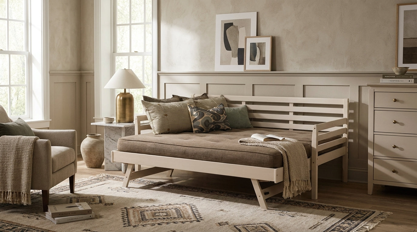 Daybed set in a transitional bedroom