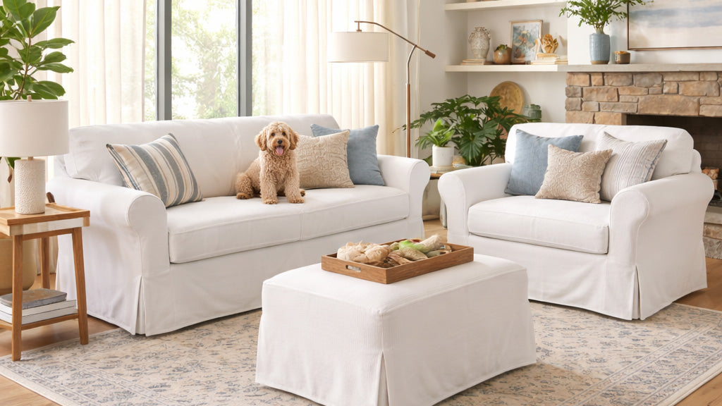 White Custom Ottoman Covers