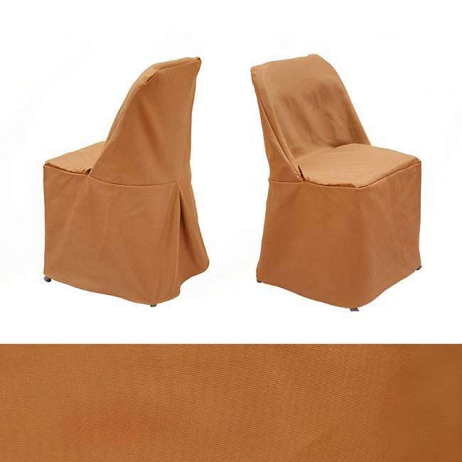Terracotta orange folding chair covers are great for a autumn event