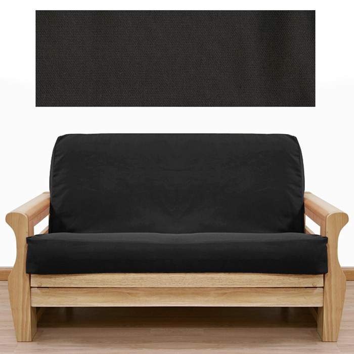 Pure Black Canvas Futon Cover
