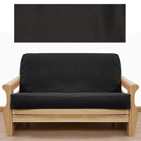 Pure Black Canvas Futon Cover