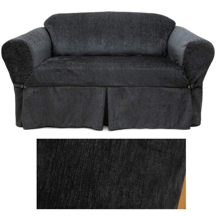 Black Chenille EasyFit® Slipcover