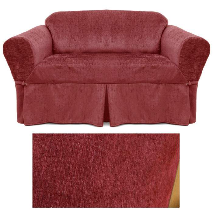 Cranberry Red Chenille EasyFit® Slipcover