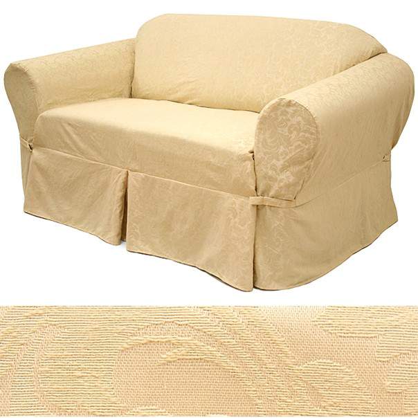 Textured Ivory Damask EasyFit® Chair Slipcover