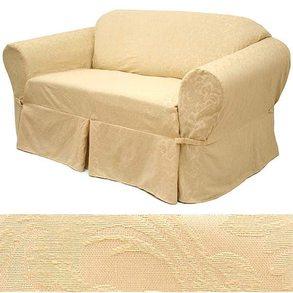 Textured Ivory Damask EasyFit® Chair Slipcover