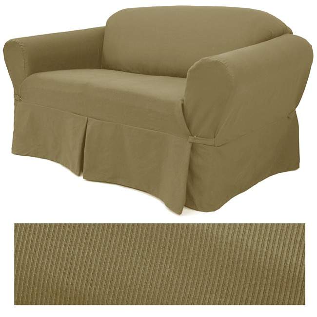 Ribbed Olive Brown EasyFit® Chair Slipcover