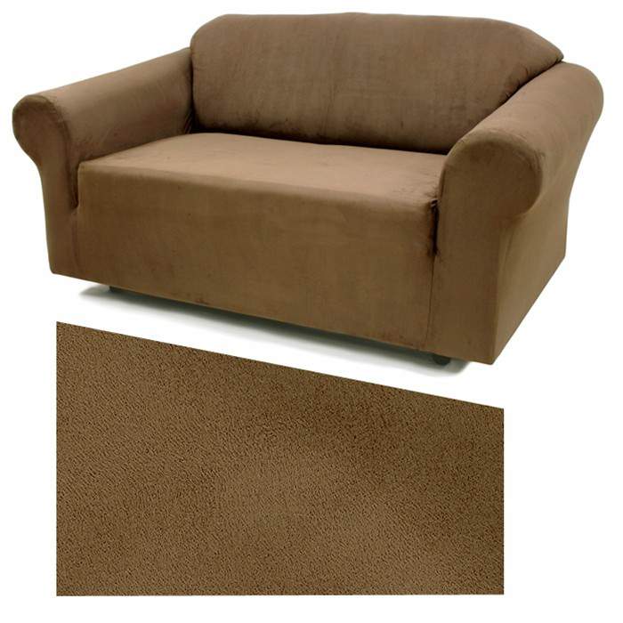Chestnut Brown Stretch Suede Slipcover