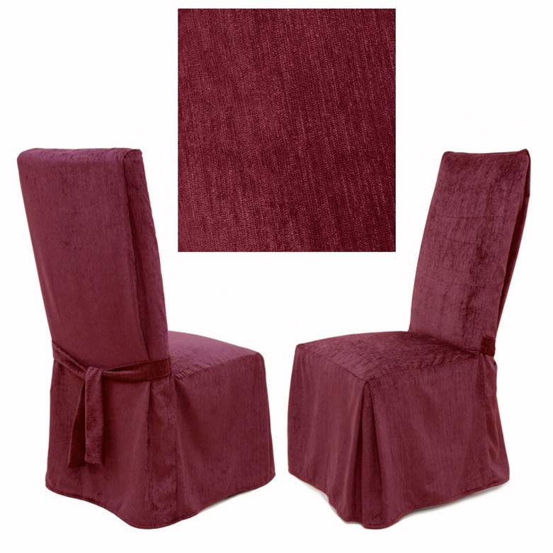Raspberry Red chenille dining chair cover
