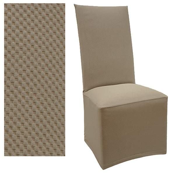 Taupe stretch dining chair cover