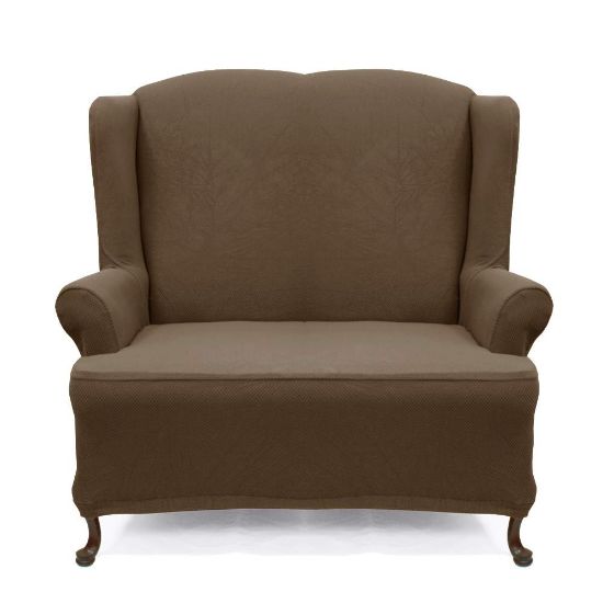 chocolate wingback loveseat and sofa slipcover