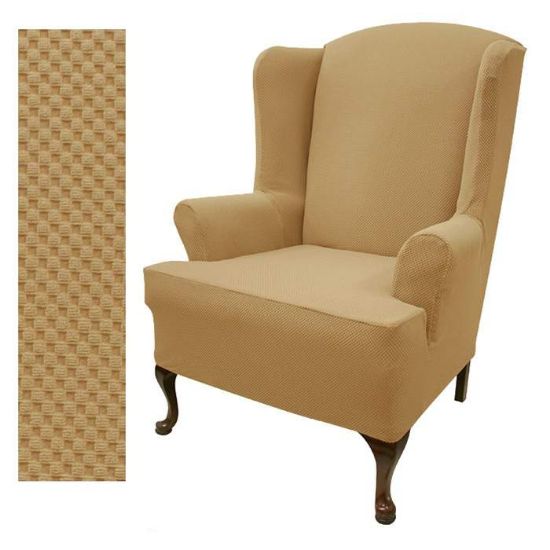camel brown wingback chair slipcover