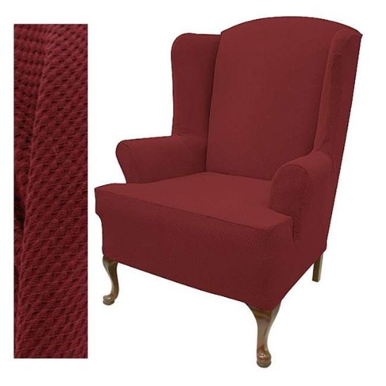 maroon red wingback chair slipcover