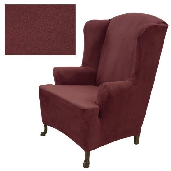 merlot red suede wingback chair slipcover