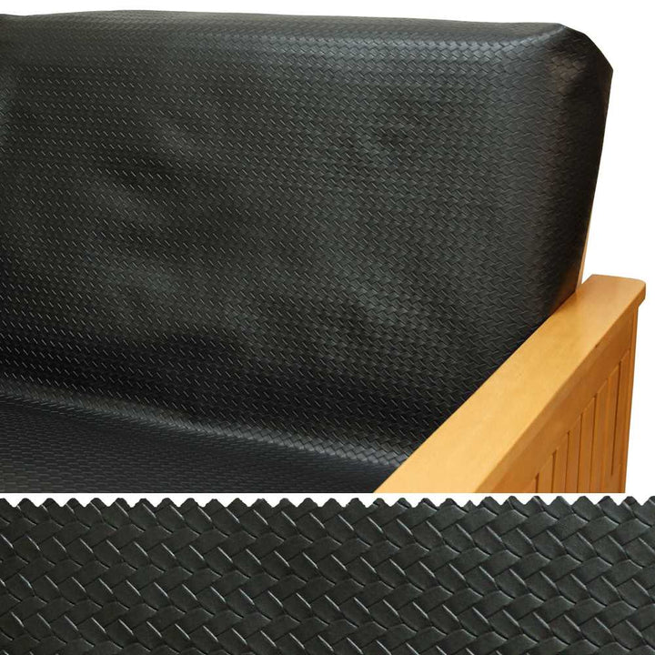 Black Weave Faux Leather Custom Armrest Cover