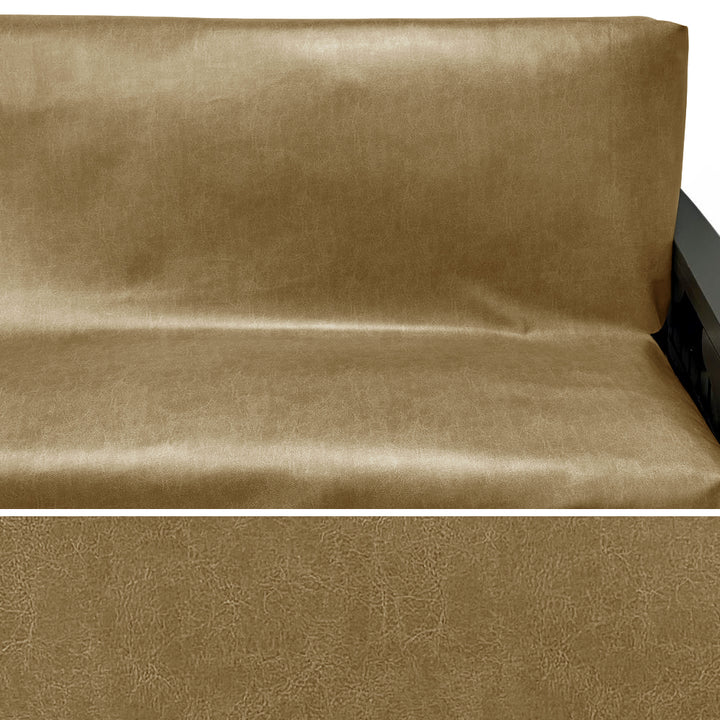 Saddle Brown Faux Leather Custom Armrest Cover
