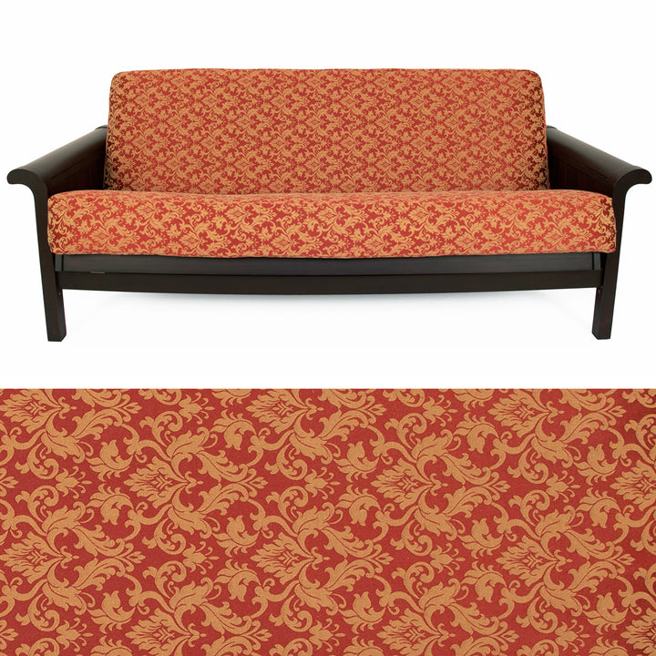 Red &amp; Gold Damask Futon Cover