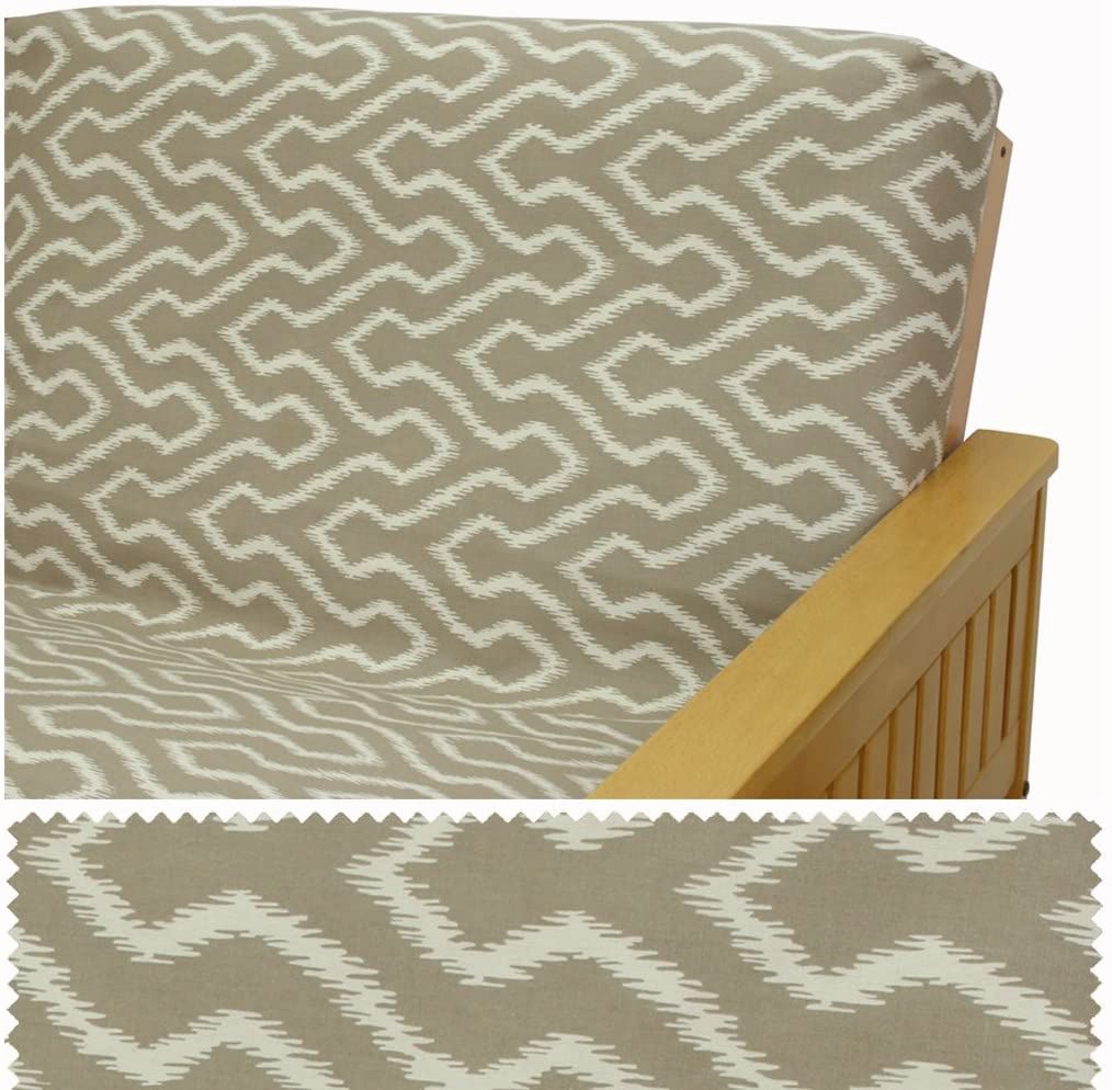 Taupe Geometric Print Canvas Custom Armrest Cover