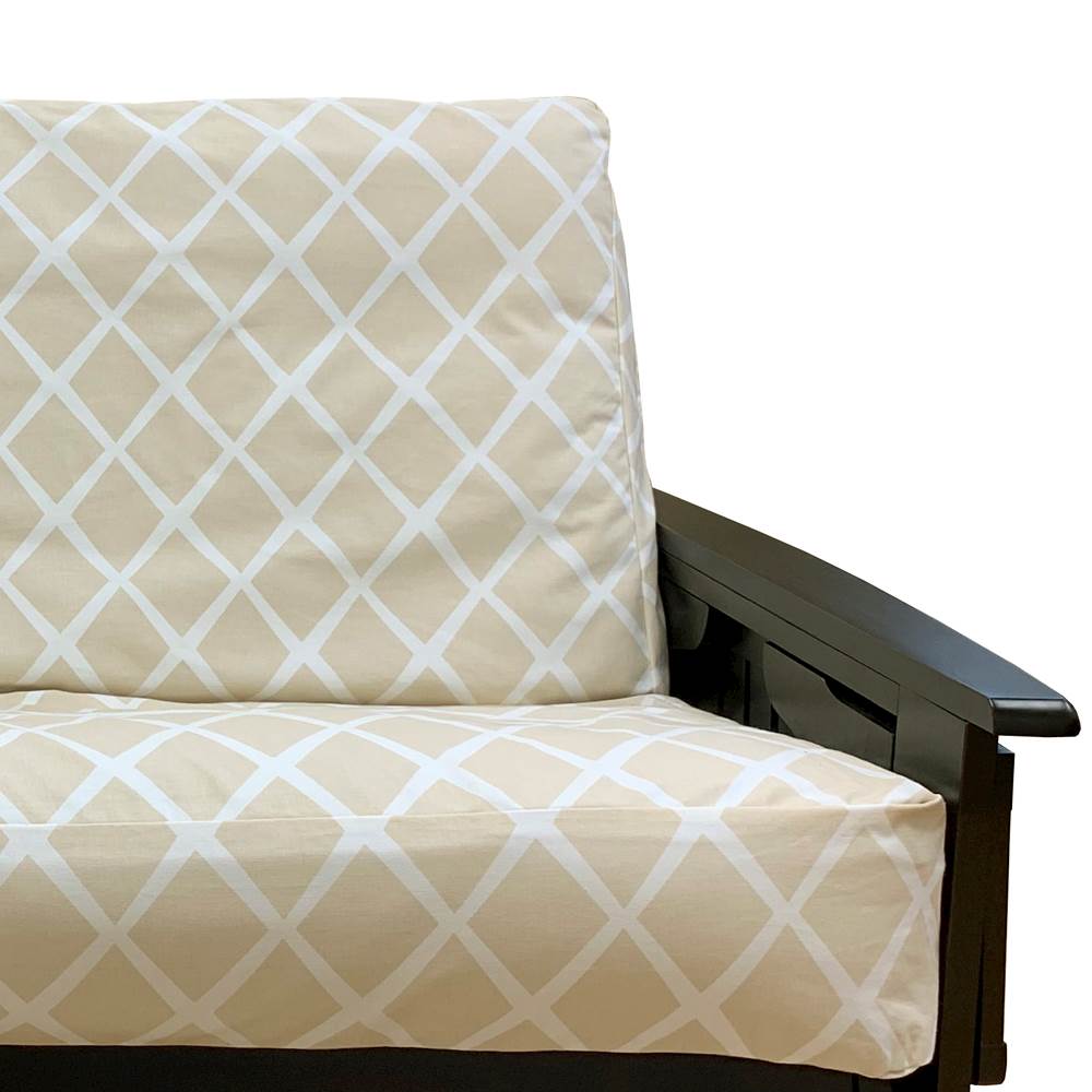Lattice Beige Canvas Custom Armrest Cover