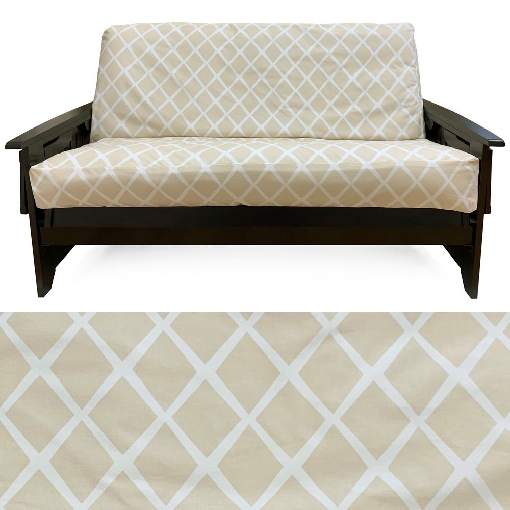 Lattice Beige Canvas Futon Cover