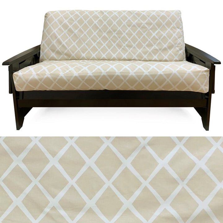 Lattice Beige Canvas Futon Cover