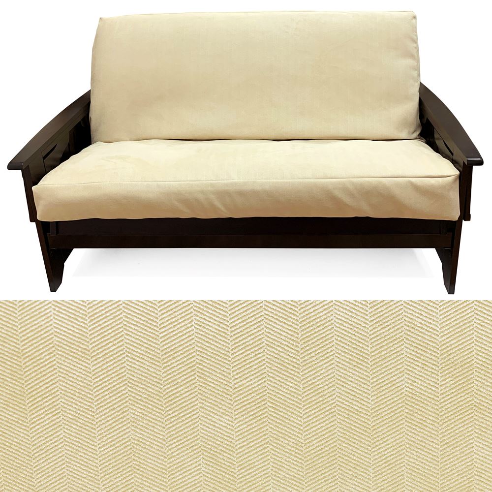 Warm Ivory Herringbone Futon Cover