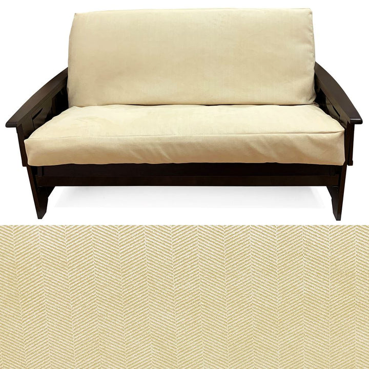 Warm Ivory Herringbone Futon Cover