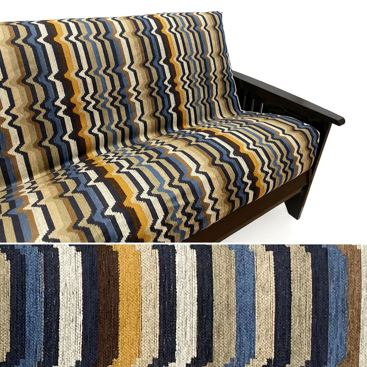 Ultra-soft Blue &amp; Tan Stripe Chenille Futon Cover