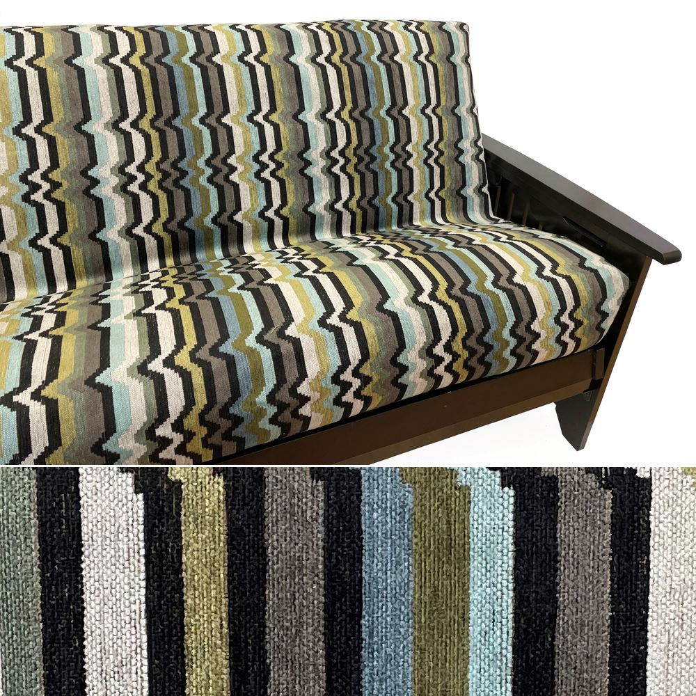 Sage &amp; Taupe Stripe Chenille Custom Armrest Cover