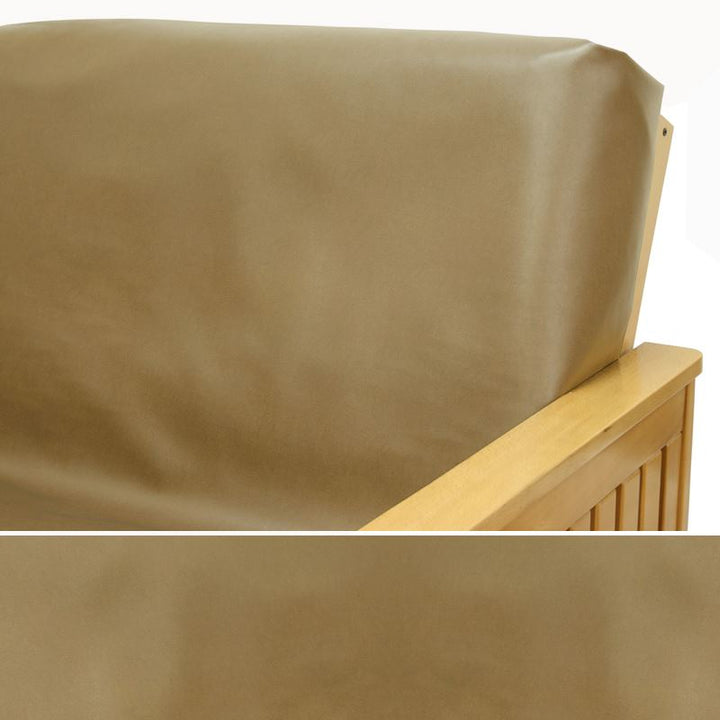 Camel Brown Faux Leather Futon Cover