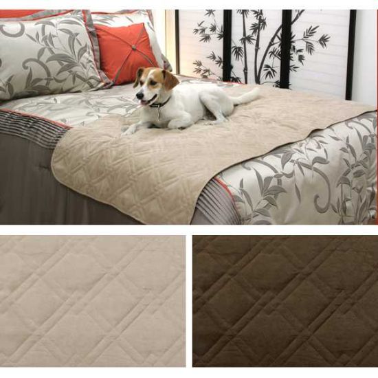 Bed covers for pets in queen, king, and double-size, brown and taupe 