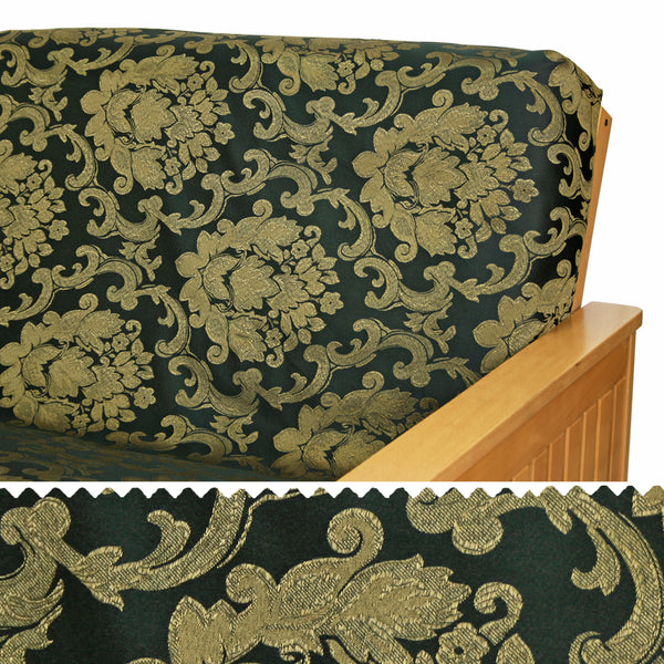 Black & Gold Damask Futon Cover