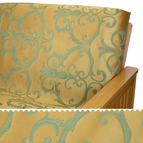Gold & Sage Damask Futon Cover