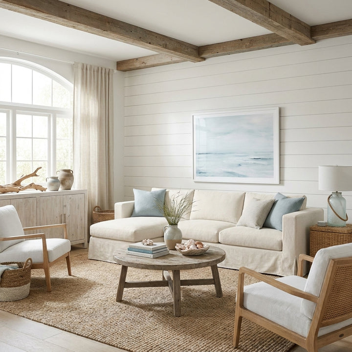 Solid Natural Custom Sectional Slipcover