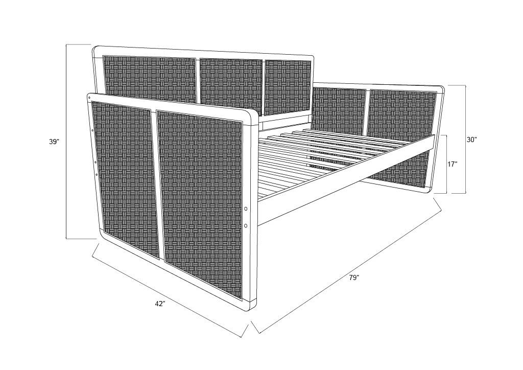 Abaco Rattan Daybed with Mattress size and dimensions