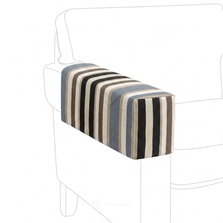 Harbor Stripe Canvas custom armrest cover in red and cream stripe