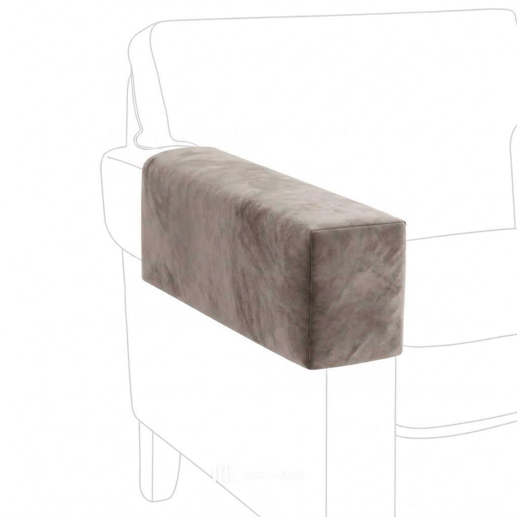 Velvet Blush Beige custom armrest cover in blush beige velvet