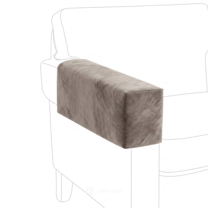 Velvet Blush Beige custom armrest cover in blush beige velvet