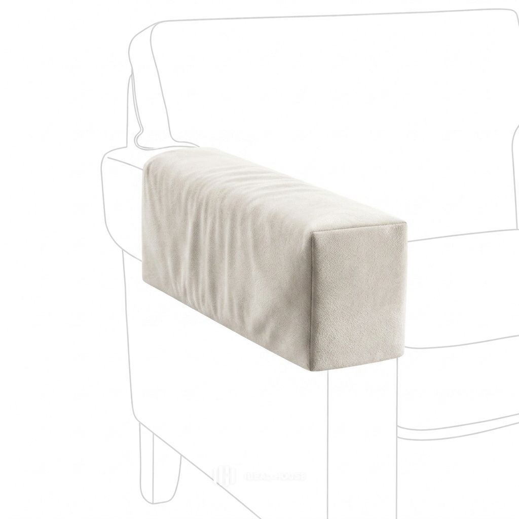 Velvet Cream custom armrest cover in cream velvet