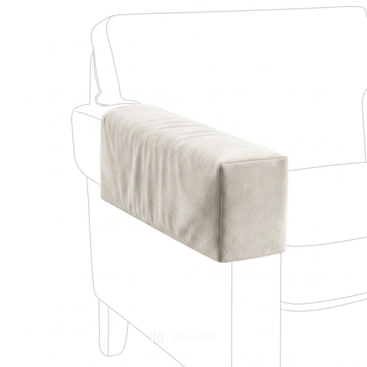 Velvet Cream custom armrest cover in cream velvet
