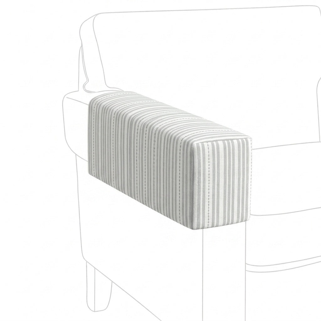 Gray &amp; White Stripe Canvas Custom Armrest Cover