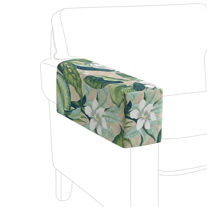 Wild Orchid botanical outdoor performance weave custom armrest cover