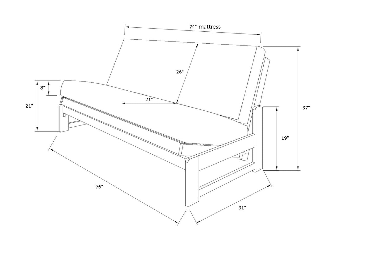 Low Arm Futon Set size and dimensions