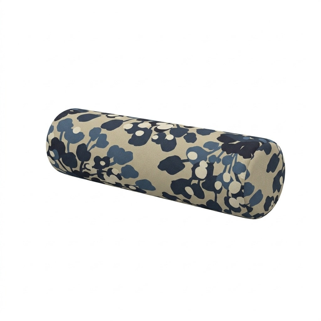 Blue Botanical Print Bolster Pillow