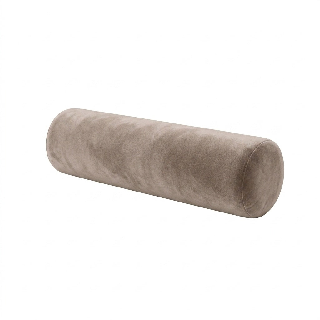 Velvet Blush Beige bolster pillow in blush beige velvet