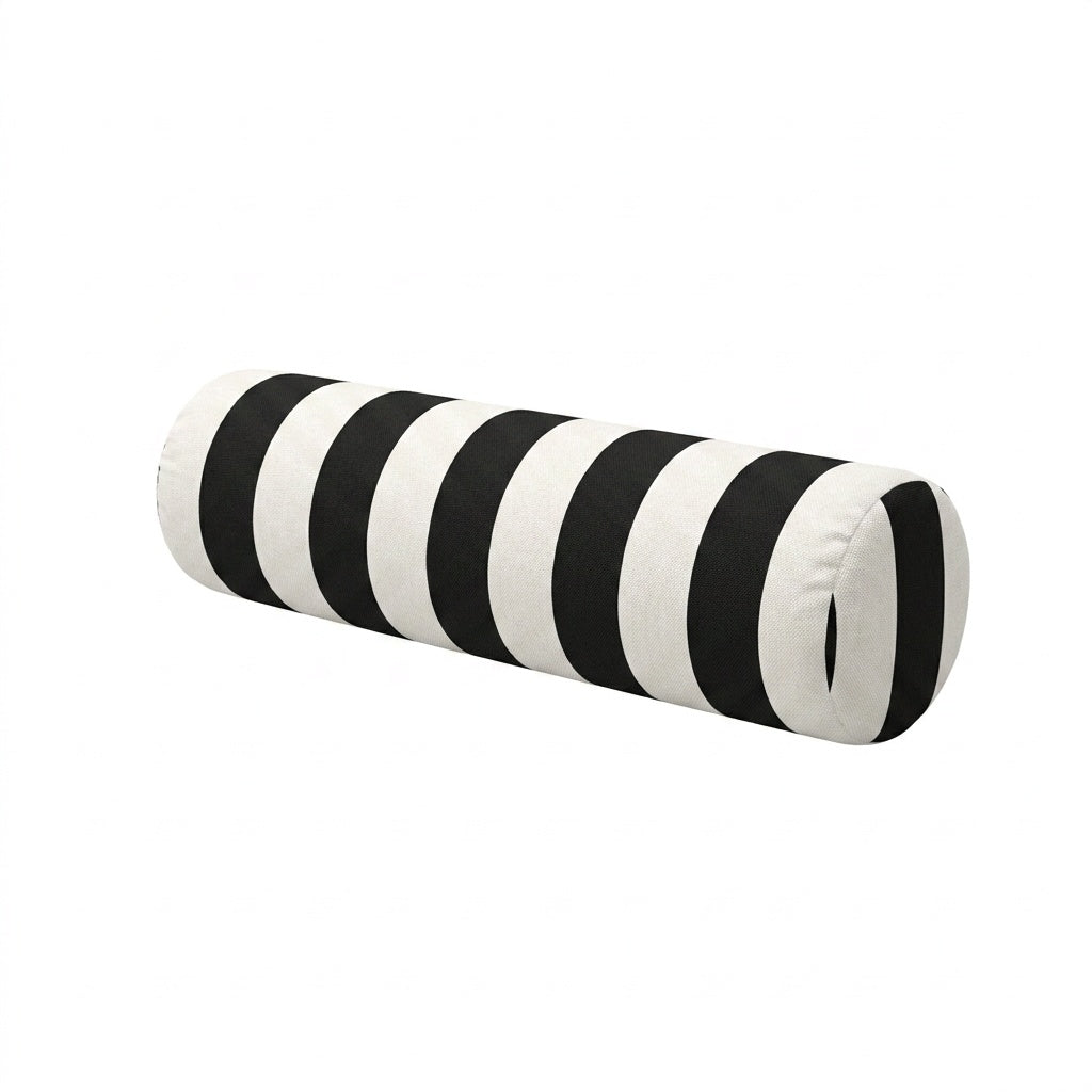 Retro Cabana Back & White Stripe Outdoor Bolster Pillow
