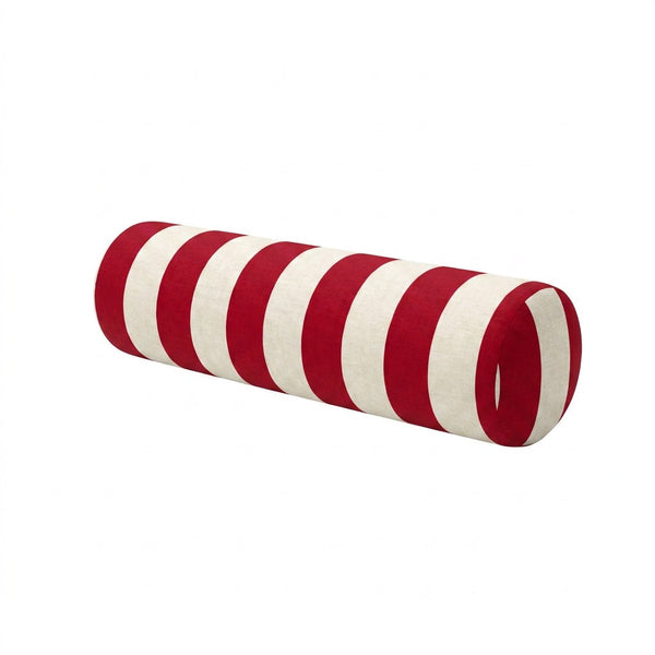 Retro Cabana Red & White Stripe Outdoor Bolster Pillow