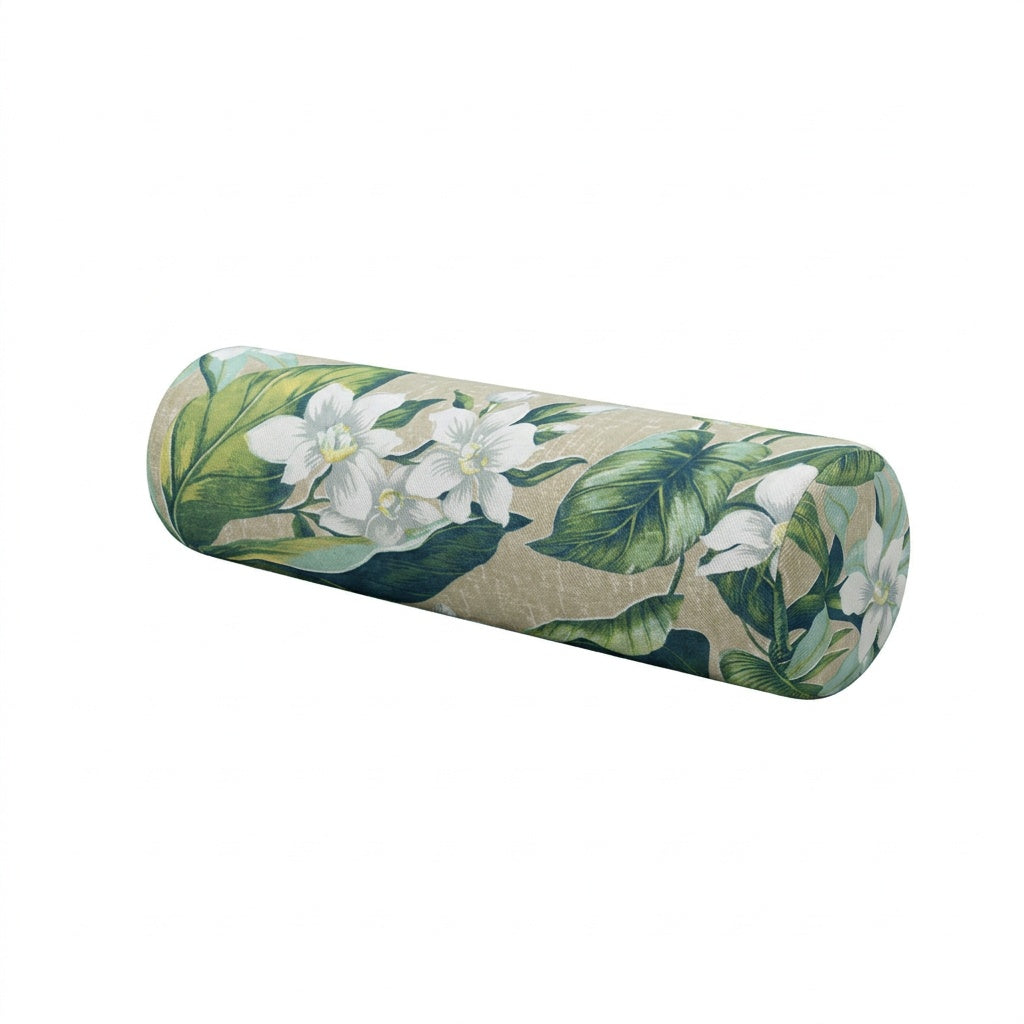 Wild Orchid botanical outdoor performance weave bolster pillow