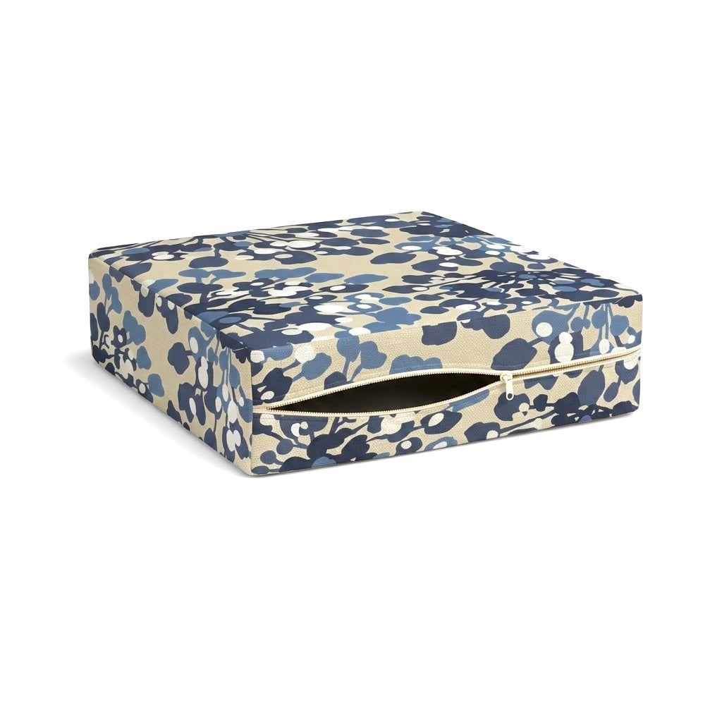 Blue Botanical Print Custom Cushion Cover