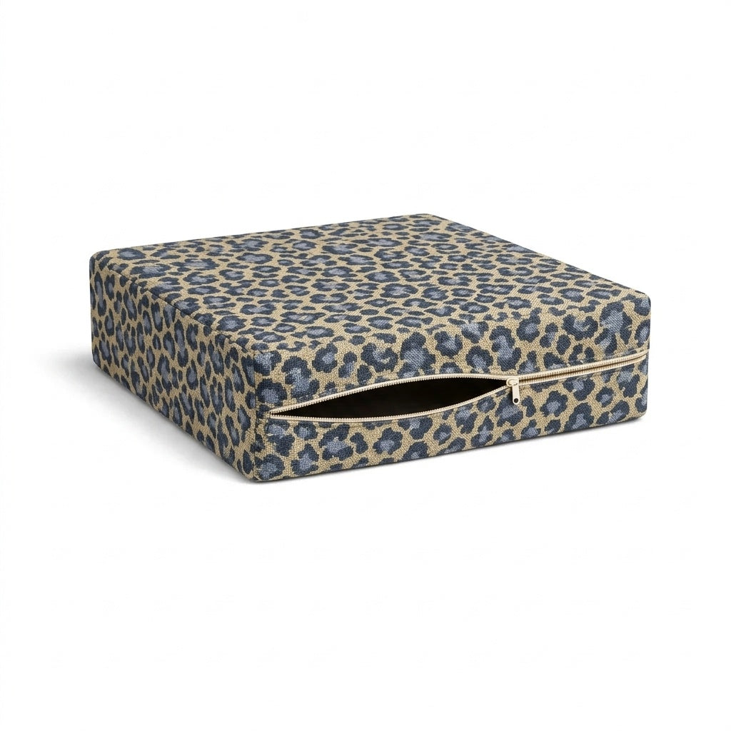 Indigo Leopard Print Custom Cushion Cover